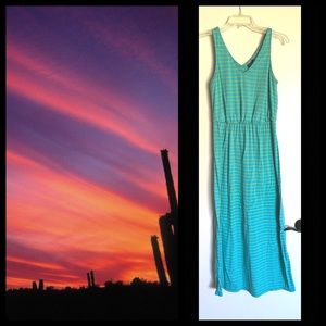 Teal and Yellow Striped Maxi Dress